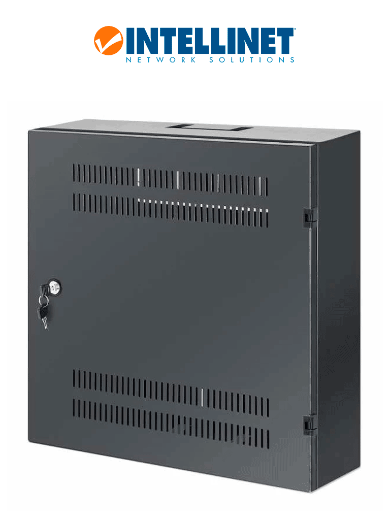 INTELLINET 713689 - Gabinete mural 19" de tamaño reducido / Caja delgada que ahorra espacio con sólo 17.0 cm de profundidad, 4U de rieles horizontales y 2U de rieles verticales / Negro #MCI2Q125