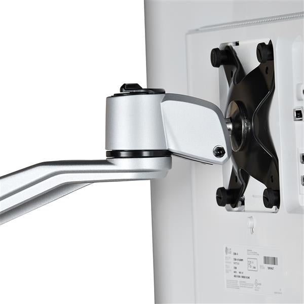 StarTech.com Brazo de Montaje en Pared para Soporte de Monitores VESA hasta 30" - con Brazo Articulado de 26cm - Premium Monitor Plata