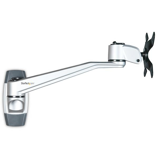 StarTech.com Brazo de Montaje en Pared para Soporte de Monitores VESA hasta 30" - con Brazo Articulado de 26cm - Premium Monitor Plata