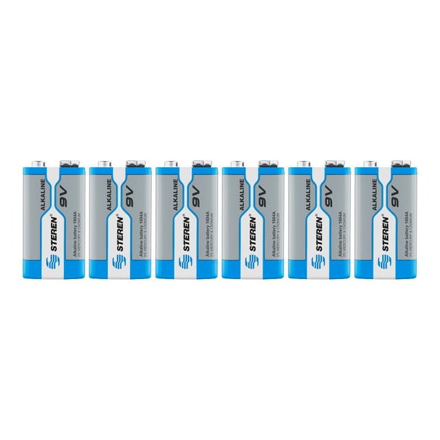 Steren BAT-9V/6 pila de uso doméstico Batería de un solo uso Alcalino, 6 pieza(s), 150 mAh, Cd (cadmio)