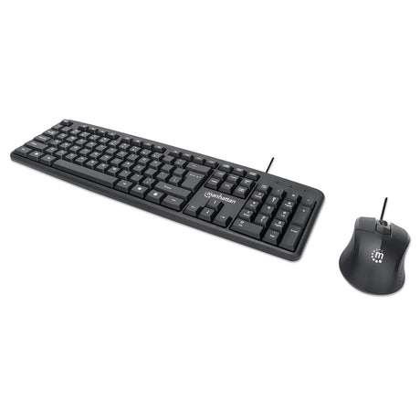 Manhattan Juego de teclado y mouse óptico, cableados Teclado Universal Alámbrico USB Interruptor de membrana