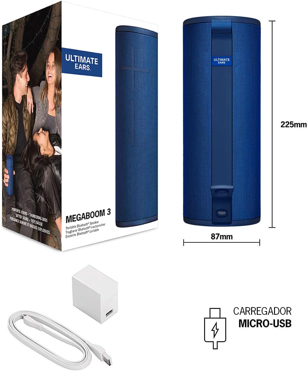 Bocina Portátil Logitech Ultimate Ears Megaboom 3, Bluetooth LP67 Resistente Al Polvo, Impermeable y Flotante, Azul laguna FullOffice.com 