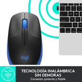 Mouse Óptico Logitech M190, Full Size, Inalámbrico, 1000 DPI, USB, Azul - 910-005903 FullOffice.com 