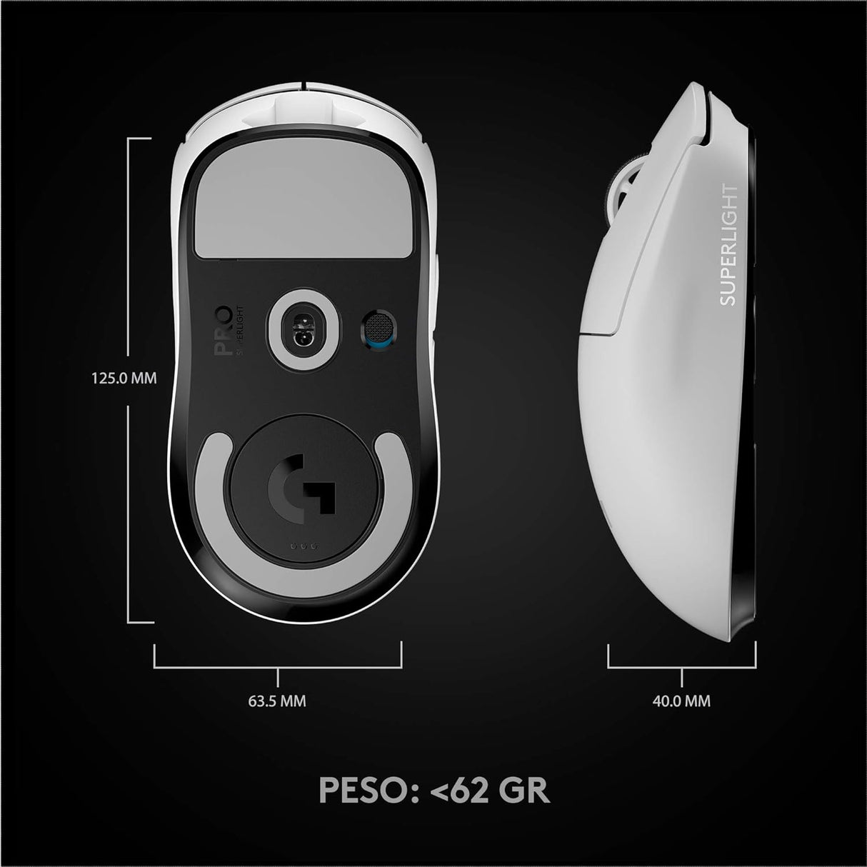 Mouse Óptico Logitech Pro X Superlight, 25400 DPI, Sensor Hero, Blanco - 910-005941 FullOffice.com 