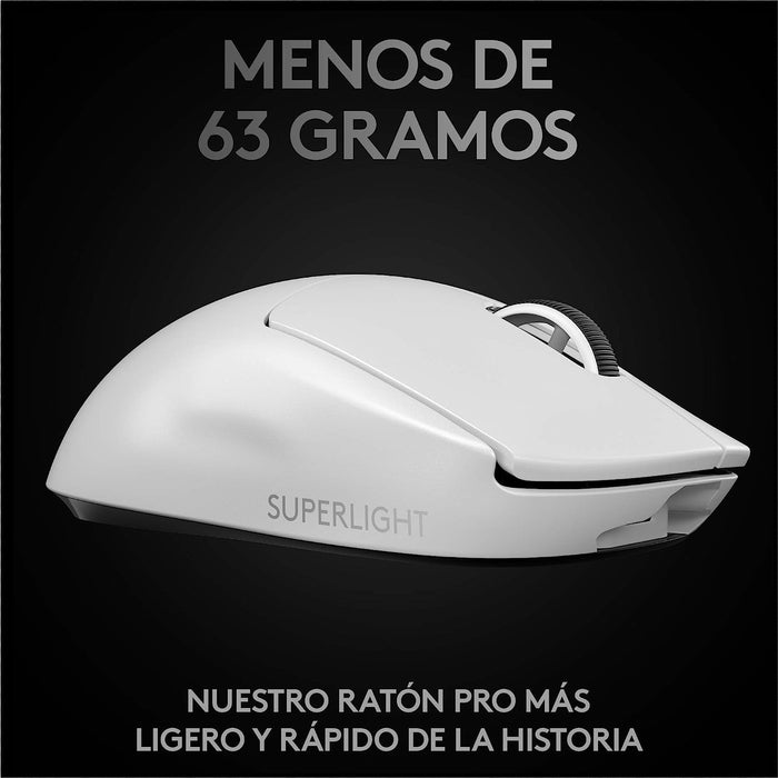 Mouse Óptico Logitech Pro X Superlight, 25400 DPI, Sensor Hero, Blanco - 910-005941