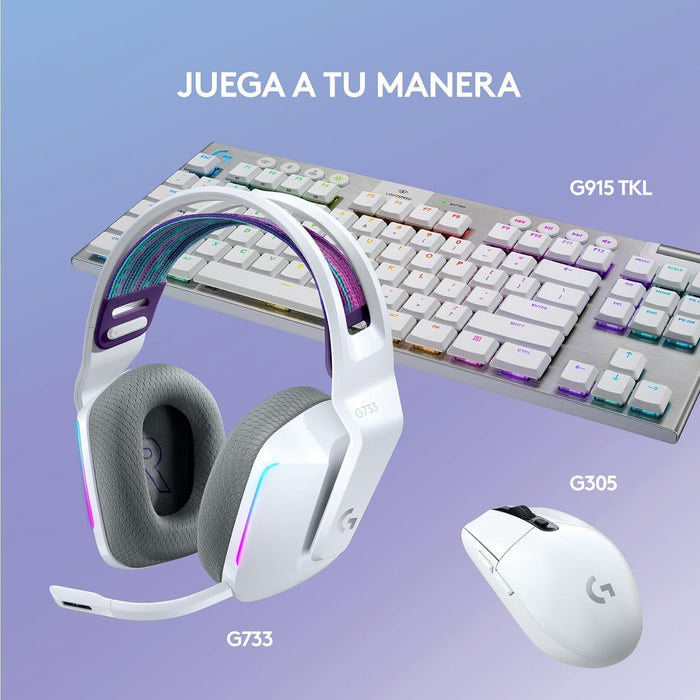 Audífonos Gamer Logitech G733, Lightspeed Gaming, Inalámbricos, RGB, Blanco - 981-000882