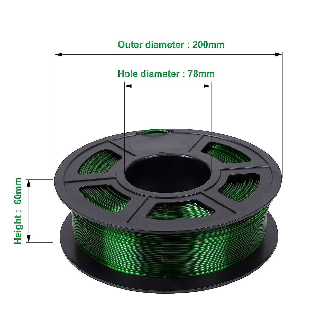 Filamento Onsun 3D Flexible 1.75Mm 1Kg/Rollo Color Verde Transparente FullOffice.com