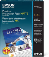 Epson Premium Presentation Paper Matte, Double-sided - Letter - 8.5" x 11" - 50 Sheets Papel 167 g/m² 9 µm 94 % 8.5 x 11"