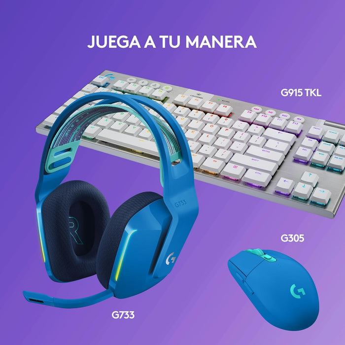 Audífonos Gamer Logitech G733, Lightspeed Gaming, Inalámbricos, RGB, Azul - 981-000942