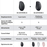 Mouse Óptico Logitech Mx Anywhere3 USB, 6 Botones, 1000 DPI Gris Pálido - 910-005994 FullOffice.com 