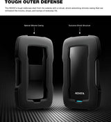 Disco Duro Adata Ahd330-1Tu31-Cbk Slim Negro Usb3.1 Carcasa De Silicon FullOffice.com