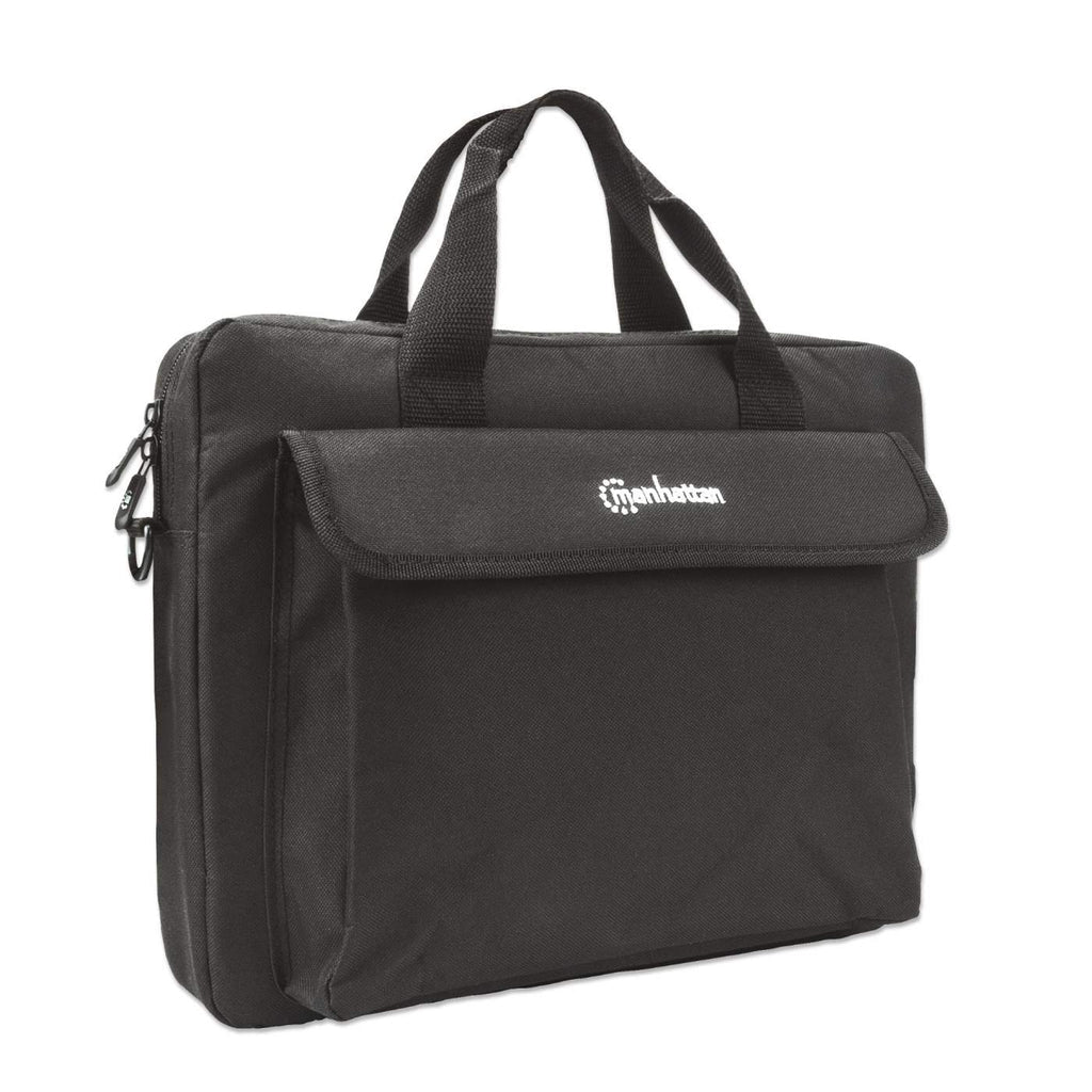 Manhattan Maletín para portátil London 14,1", tipo top loader, negro, ECONÓMICO, bolsillo para accesorios, correa de hombro desmontable, funda para portátil, garantía 3 años Laptop Monocromo 35,8 cm (14.1") Bandolera PVC, Poliéster, Polietileno