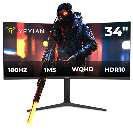 Yeyian Monitor Gamer Curvo Proact FV234 LED 34", 3440x1440 Ultra Wide Quad HD, G-Sync/FreeSync, 180Hz, HDMI/DisplayPort,