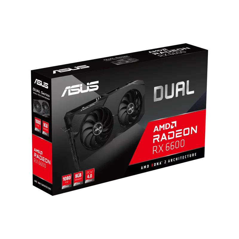 ASUS Dual Radeon RX 6600 V2 8GB GDDR6 tarjetas gráficas AMD Radeon RX 6600 2491 MHz 2491 MHz