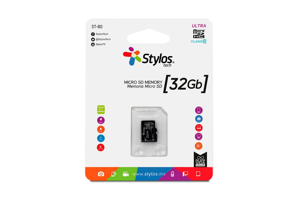 MEMORIA MICRO SD STYLOS 32 GB CLASE 10 SIN ADAPTADOR STMSDS3B