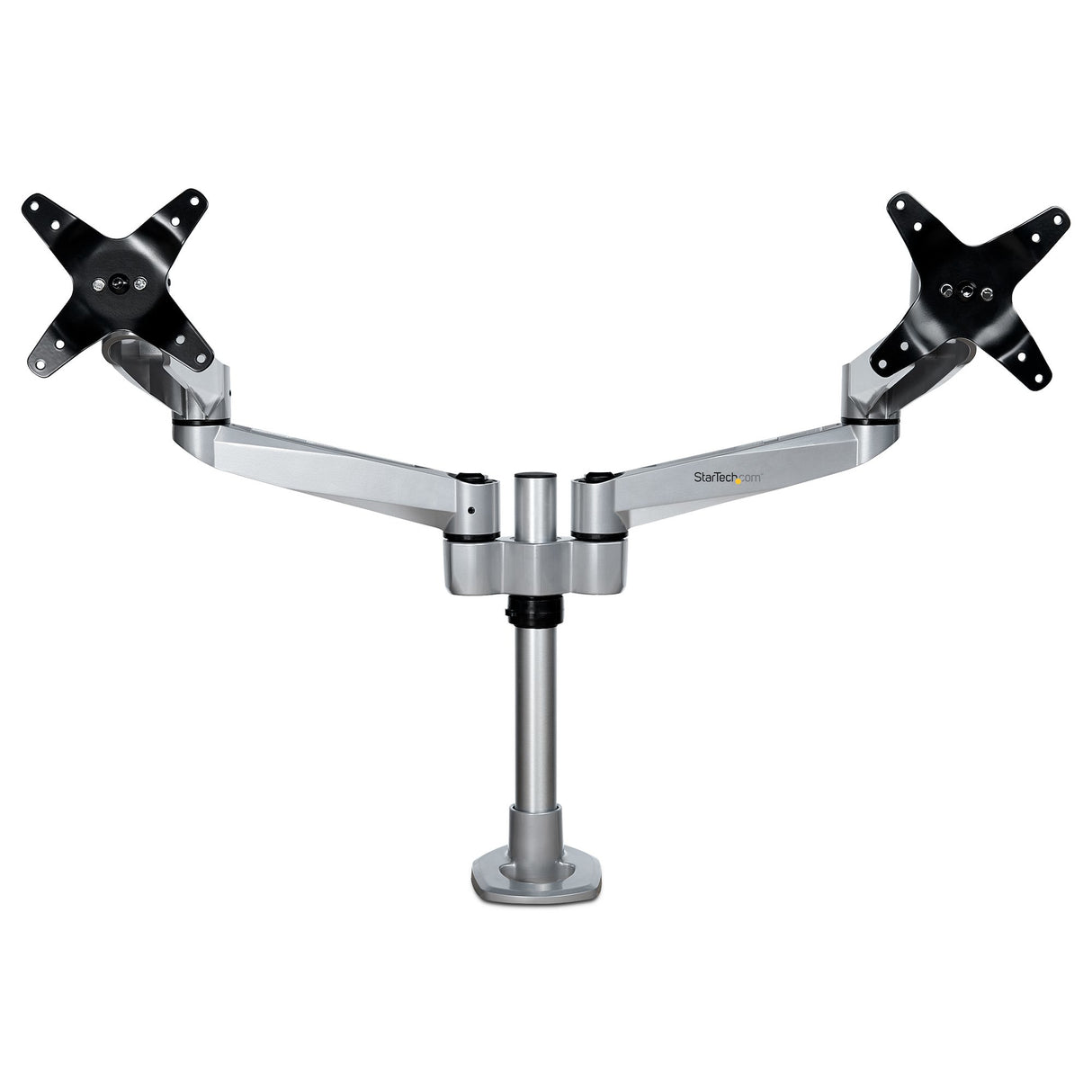 StarTech.com Brazo Articulado Prémium para Dos Monitores de hasta 27" (8Kg) - Soporte VESA de Altura Ajustable - Montaje Mordaza/Ojal en Escritorio - con Rotación, Inclinación y Giro - Plata Monitor Plata