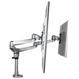 StarTech.com Brazo Articulado Prémium para Dos Monitores de hasta 27" (8Kg) - Soporte VESA de Altura Ajustable - Montaje Mordaza/Ojal en Escritorio - con Rotación, Inclinación y Giro - Plata Monitor Plata