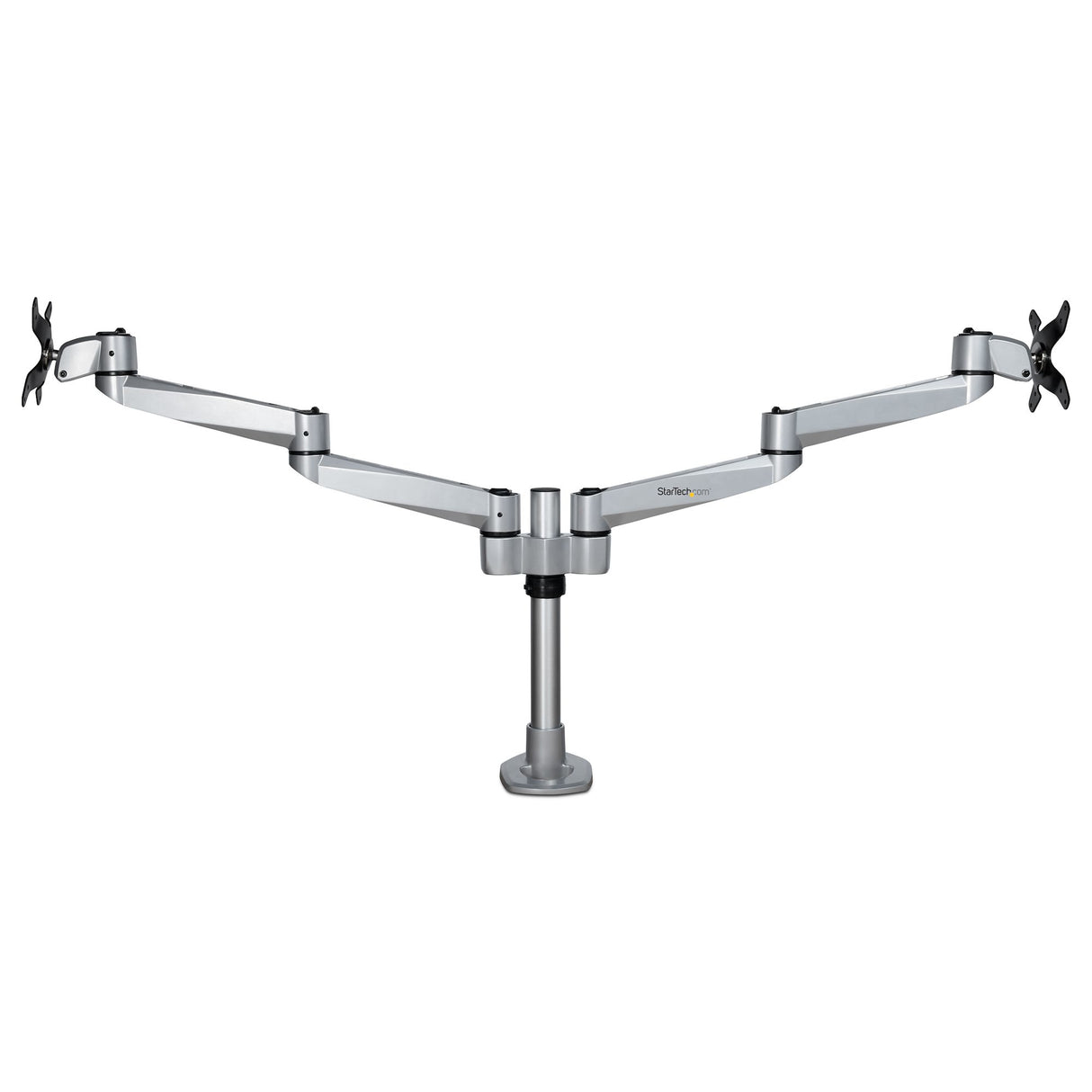StarTech.com Brazo Articulado Prémium para Dos Monitores de hasta 27" (8Kg) - Soporte VESA de Altura Ajustable - Montaje Mordaza/Ojal en Escritorio - con Rotación, Inclinación y Giro - Plata Monitor Plata