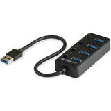 StarTech.com Hub Ladrón USB 3.0 4 Puertos - USB-A a USB 3.0 Tipo A con Interruptores Individuales de Encendido/Apagado -