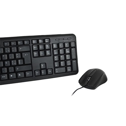 Perfect Choice PC-201076 teclado Ratón incluido Hogar USB QWERTY Español Negro, Alámbrico, Interruptor de membrana