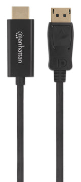 Manhattan Cable DisplayPort 1.1 a HDMI, 1080p@60 Hz, 1,8 m, macho a macho, DP con pestaña de bloqueo, negro, no bidireccional, garantía 3 años Cable Derecho Derecho Oro 1,8 m