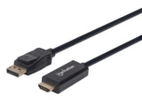 Manhattan Cable DisplayPort 1.1 a HDMI, 1080p@60 Hz, 1,8 m, macho a macho, DP con pestaña de bloqueo, negro, no bidireccional, garantía 3 años Cable Derecho Derecho Oro 1,8 m