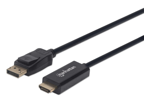 Manhattan Cable DisplayPort 1.1 a HDMI, 1080p@60 Hz, 1,8 m, macho a macho, DP con pestaña de bloqueo, negro, no bidireccional, garantía 3 años Cable Derecho Derecho Oro 1,8 m