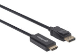 Manhattan Cable DisplayPort 1.1 a HDMI, 1080p@60 Hz, 1,8 m, macho a macho, DP con pestaña de bloqueo, negro, no bidireccional, garantía 3 años Cable Derecho Derecho Oro 1,8 m
