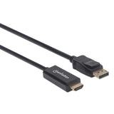 Manhattan Cable DisplayPort 1.1 a HDMI, 1080p@60 Hz, 1 m, macho a macho, DP con pestaña de bloqueo, negro, no bidireccio