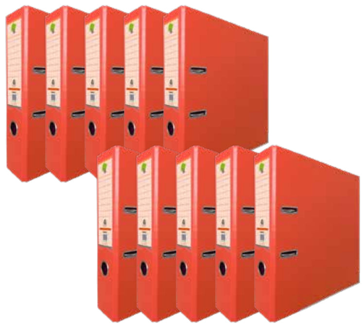 Techmakro KITCARP10NPY carpeta de cartón Carta Rojo, Anillo D, Almacenamiento, Cloruro de polivinilo (PVC)