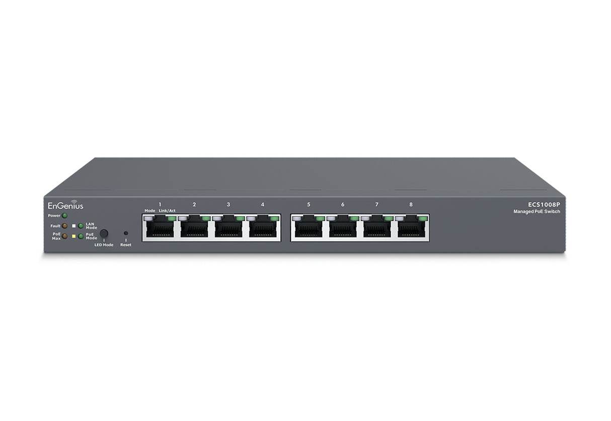 EnGenius ECS1008P switch Gestionado L2 Gigabit Ethernet (10/100/1000) Energía sobre Ethernet (PoE) Negro