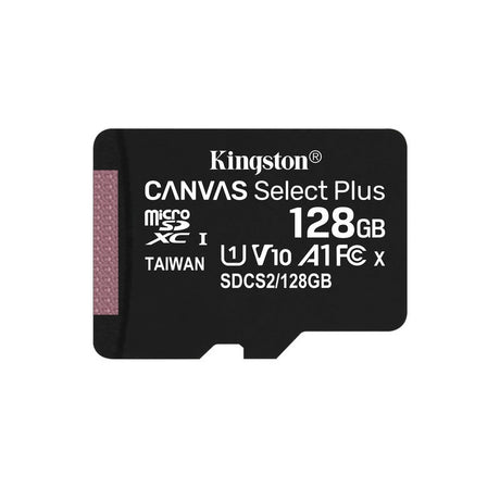 Tarjeta Micro SDXC Kingston 128GB A1 Clase 10, Velocidad 100MB/s, Modelo SDCS2/128GB
