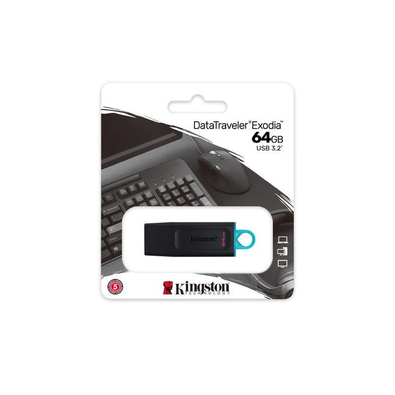 Memoria Flash Kingston 64GB USB 3.2 Gen 1 Alta Velocidad y Capacidad