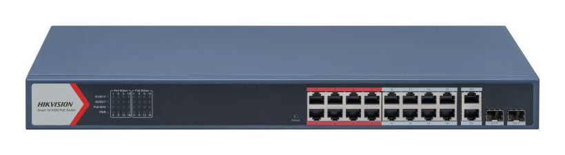 Switch PoE+ / Monitoreable / 16 puertos 10/100 Mbps PoE+ / 2 Puertos 1000 Mbps Uplink / 2 Puertos SFP de Uplink / Config