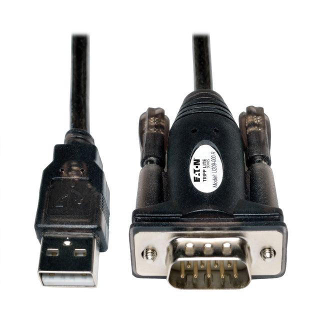 Tripp Lite U209-000-R Cable Adaptador USB-A a RS-232 (DB9) Serial (M/M), 1.52 m [5 pies], Negro, Blanco, Macho