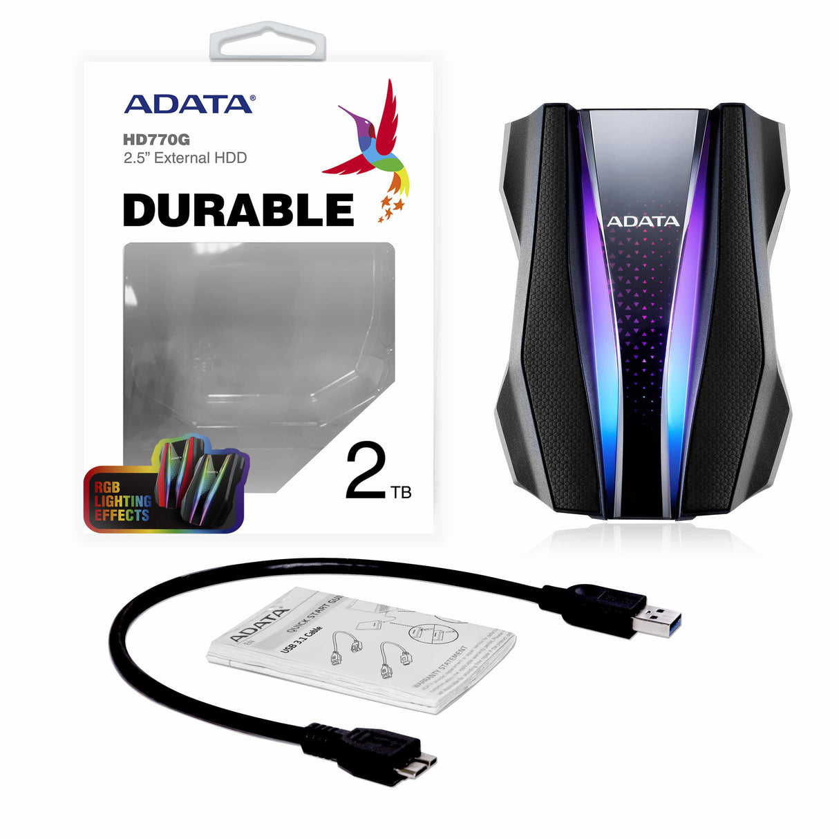 ADATA HD770G discos duros externos 2 GB 2.5 cm (2.5") 3.2 Gen 1 (3.1 Gen 1) Negro