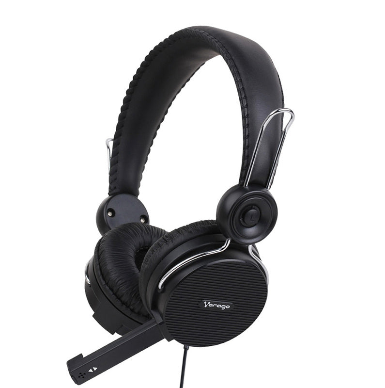 Diadema Vorago Alta Fidelidad 2x3.5mm Micrófono Retráctil Negro HS-201, Cable 1.5m