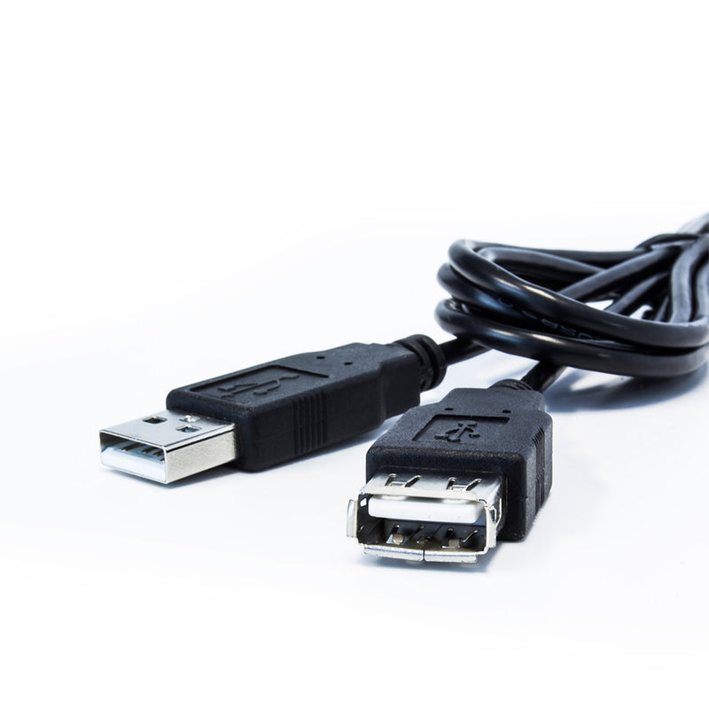 Cable de Extensión USB A 2.0 1.5m Macho-Hembra, Transferencia Datos 480Mbps, Color Negro