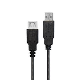 Cable de Extensión USB A 2.0 1.5m Macho-Hembra, Transferencia Datos 480Mbps, Color Negro