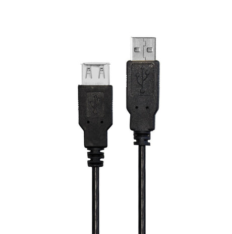 Cable de Extensión USB A 2.0 1.5m Macho-Hembra, Transferencia Datos 480Mbps, Color Negro