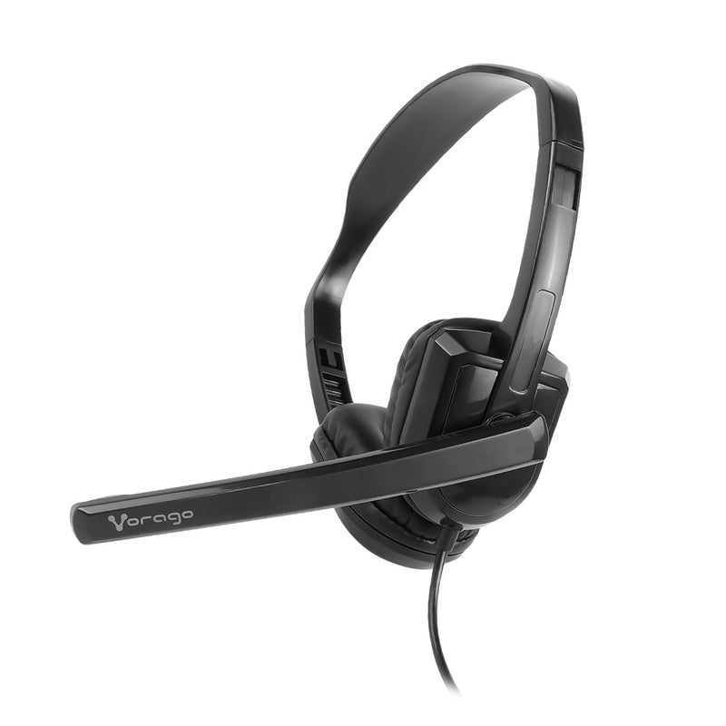 Diadema Vorago USB Micrófono Giratorio Control In-Line Negro HS-400, Diadema Ajustable, Micrófono Flexible, Control de Volumen