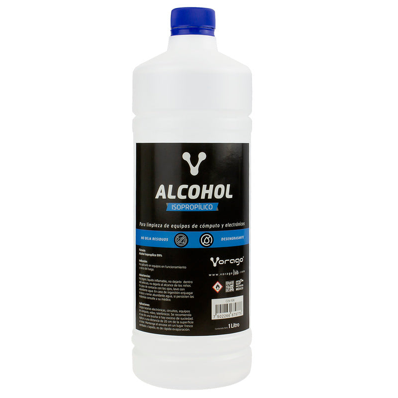 Alcohol Isopropílico Vorago 1Lt, Rápida Evaporación, Limpieza Profesional