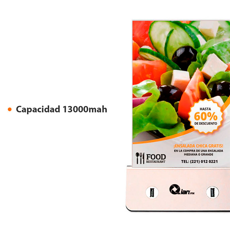 Batería Externa Qiangong LU1301SQFT-PB13S4USB, 13,000mAh, 4 Puertos USB, ACR10