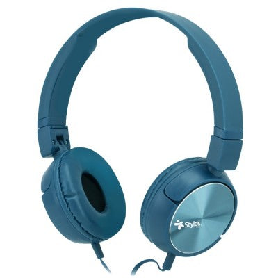 Diadema Stylos Alámbrica Azul Ergonómica con Manos Libres, Cable de 3 Metros
