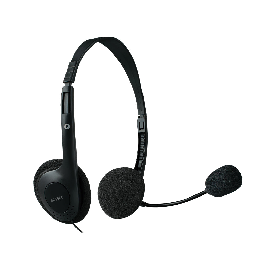 Diadema Acteck Basic Hi-Fi con Micrófono AM-370 Negro, Cable 1.5m, Conector 3.5mm, Acolchada