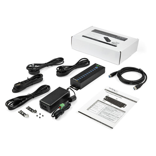 StarTech.com Hub Concentrador Ladrón USB de 10 Puertos con Adaptador de Corriente - con Protección contra Descargas de 3