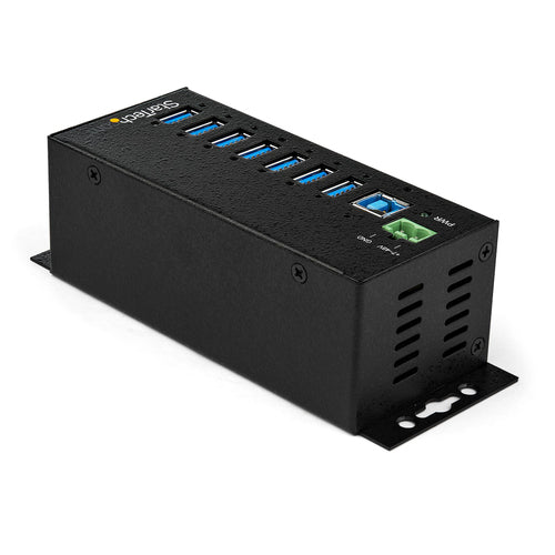 StarTech.com Hub Concentrador Ladrón USB de 7 Puertos con Adaptador de Corriente - con Protección ESD 350W - Hub Industr