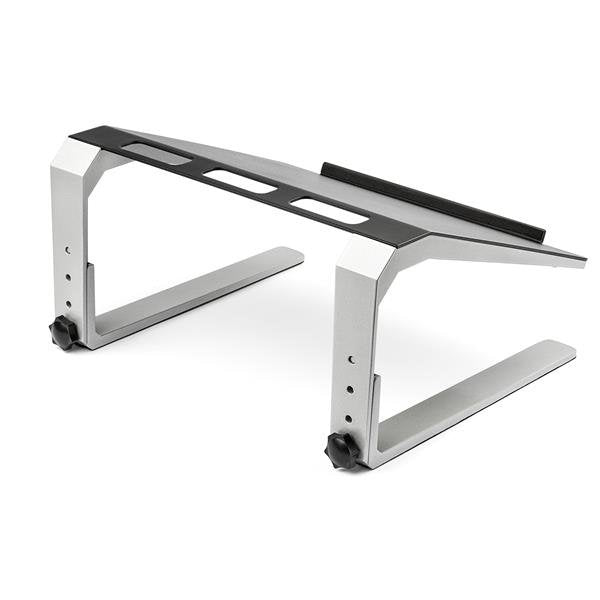 StarTech.com Base Soporte Ajustable para Ordenador Portátil - de Servicio Pesado - con 3 Posiciones de Ajuste de Altura Laptop Soporte para ordenador portátil Negro, Plata Aluminio, Acero 43,2 cm (17")
