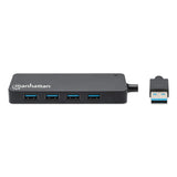 Manhattan Hub USB-A de 4 puertos, 4x USB-A, 5 Gbps (USB 3.0), Alimentado por USB (no requiere alimentación externa), equivalente a ST4300PBU3 y ST4300MINU3B hubs de interfaz USB 3.2 Gen 1 (3.1 Gen 1) Type-A USB 3.2 Gen 1 (3.1 Gen 1) Type-A 4 4