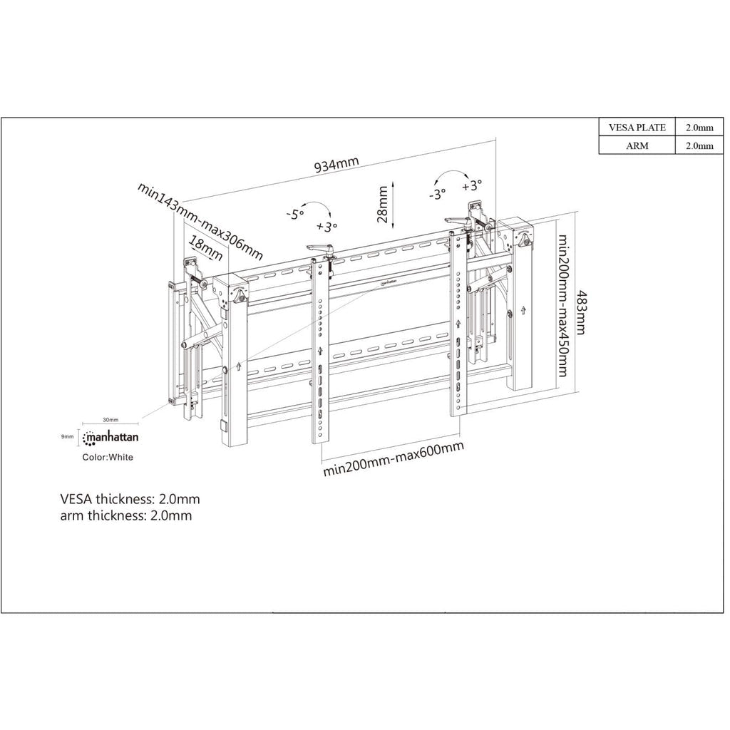 SOPORTE MAN TV P/VIDEOWALL 70KG 45" A 70"